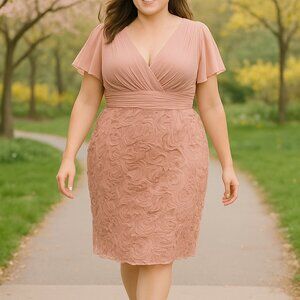 J.S Collection Women Sz 18 Floral Blush Pink Dress